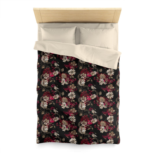 Floral Microfiber Duvet Cover - - Home Decor