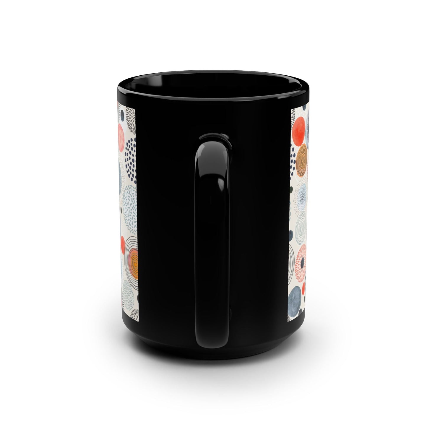 Colorful Abstract Patterned 15oz Black Coffee Mug - Kia Day Design