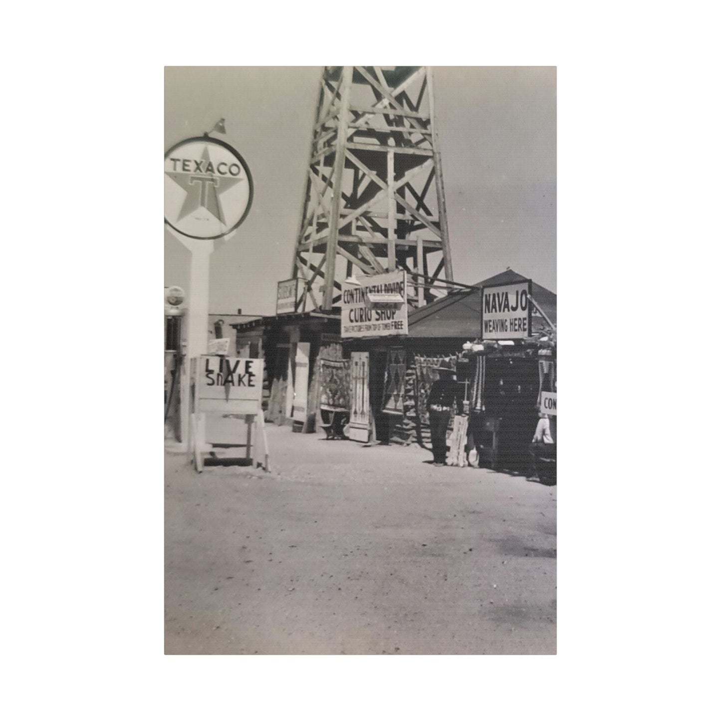 Texaco Station Continental Divide Satin Canvas Stretched