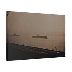 Navy Day New York October 27th 1945 War Ships Satin Canvas Stretched
