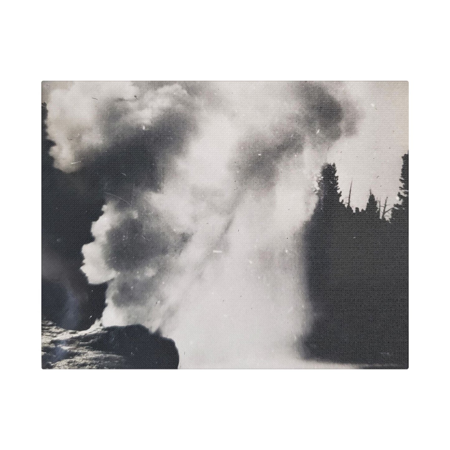 Riverside Geyser Yellowstone Satin Canvas Stretched