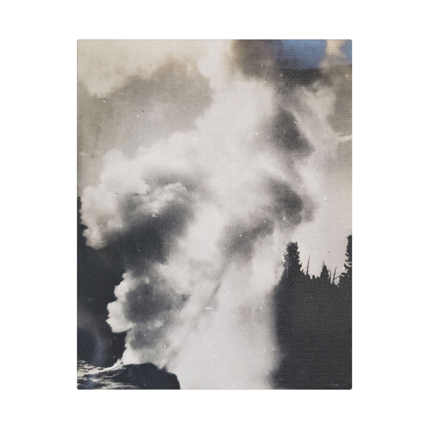 Riverside Geyser Yellowstone Satin Canvas Stretched