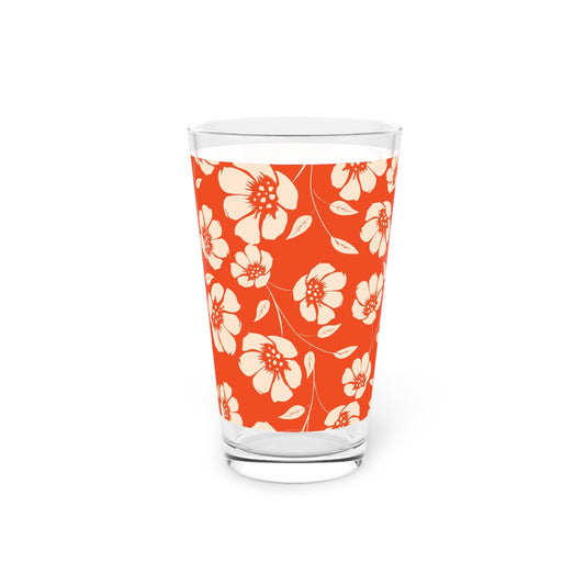 Poppy Floral Print Pint Glass - 16oz - Kia Day Design