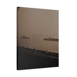 Navy Day New York October 27th 1945 War Ships Satin Canvas Stretched