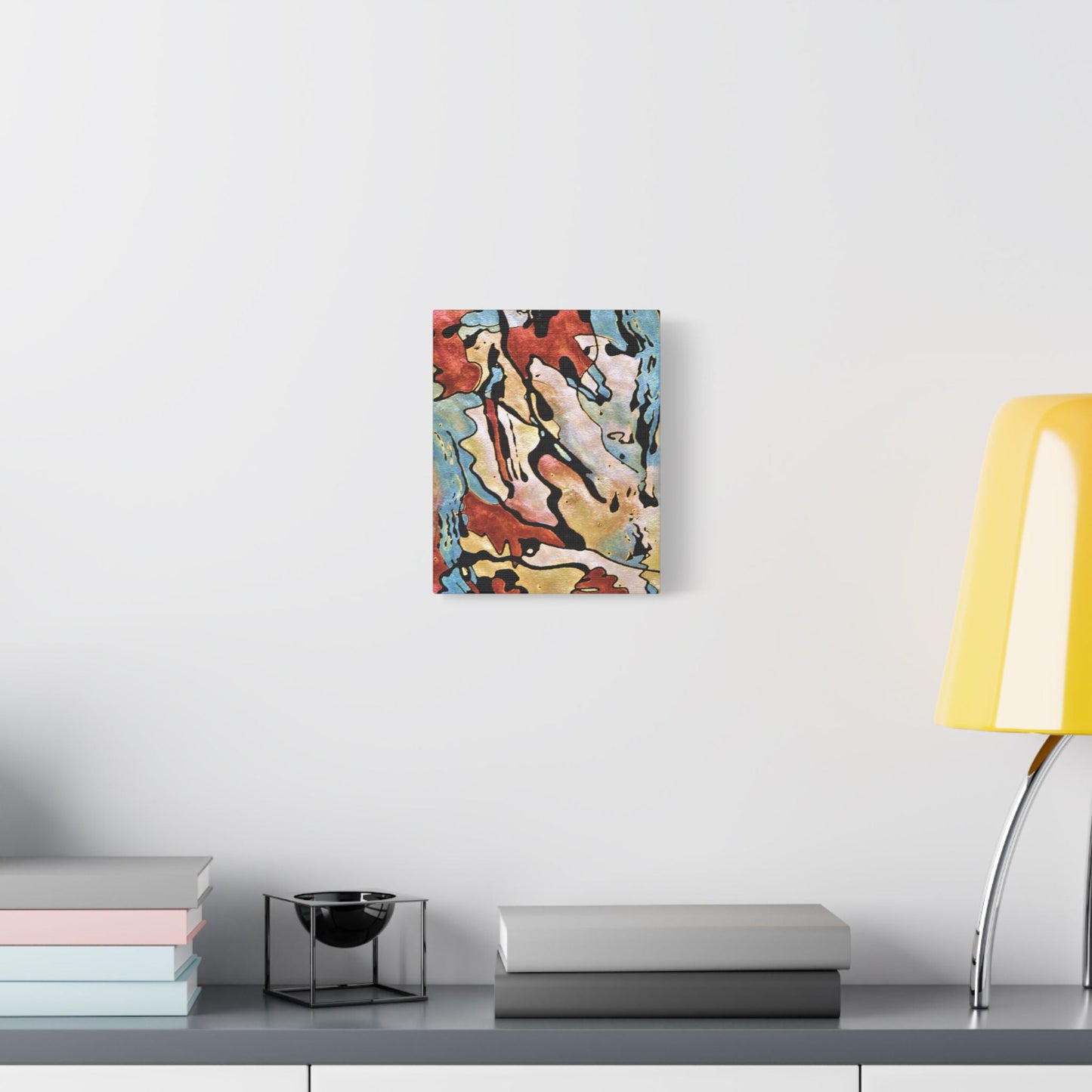 Blue Falls Satin Canvas Stretched