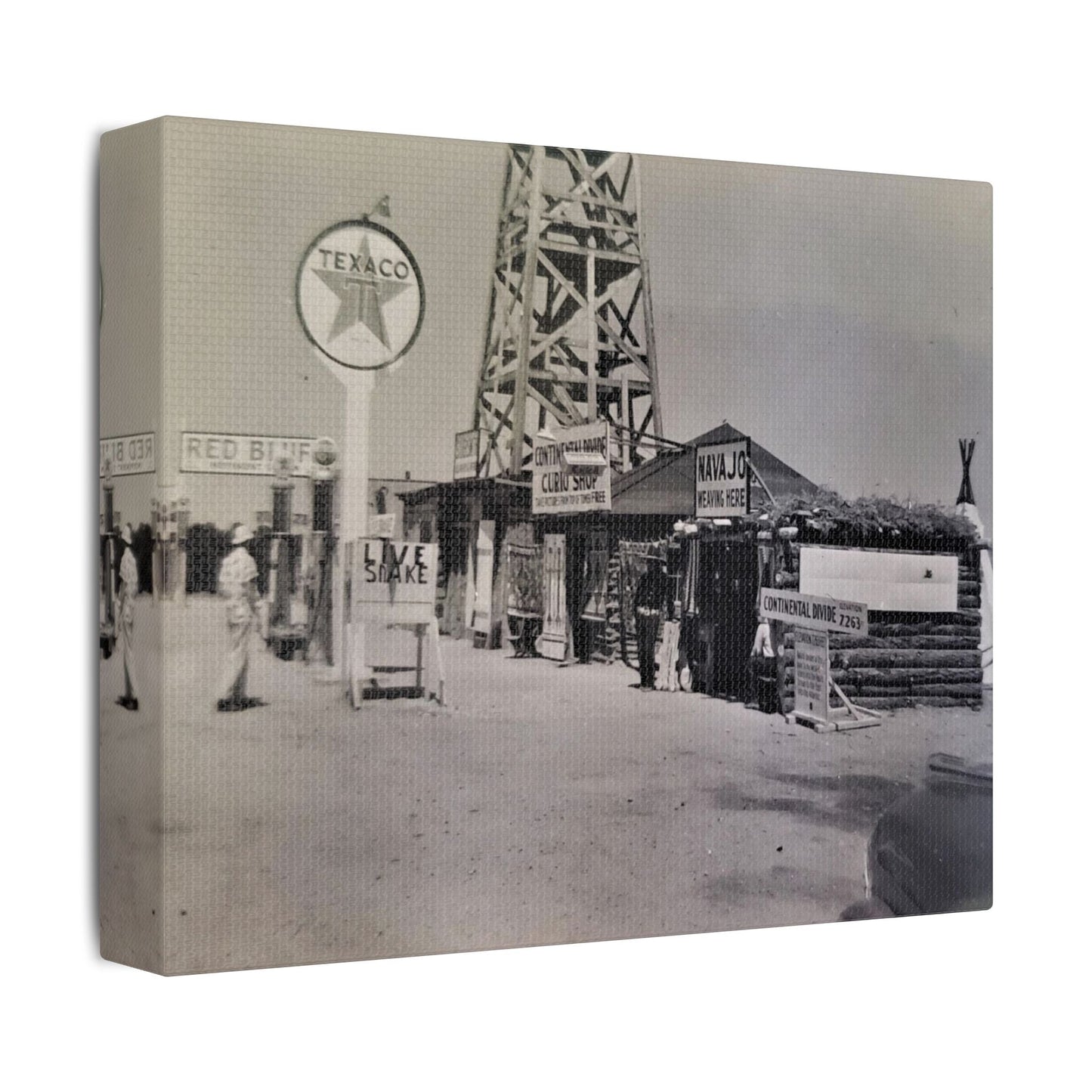 Texaco Station Continental Divide Satin Canvas Stretched