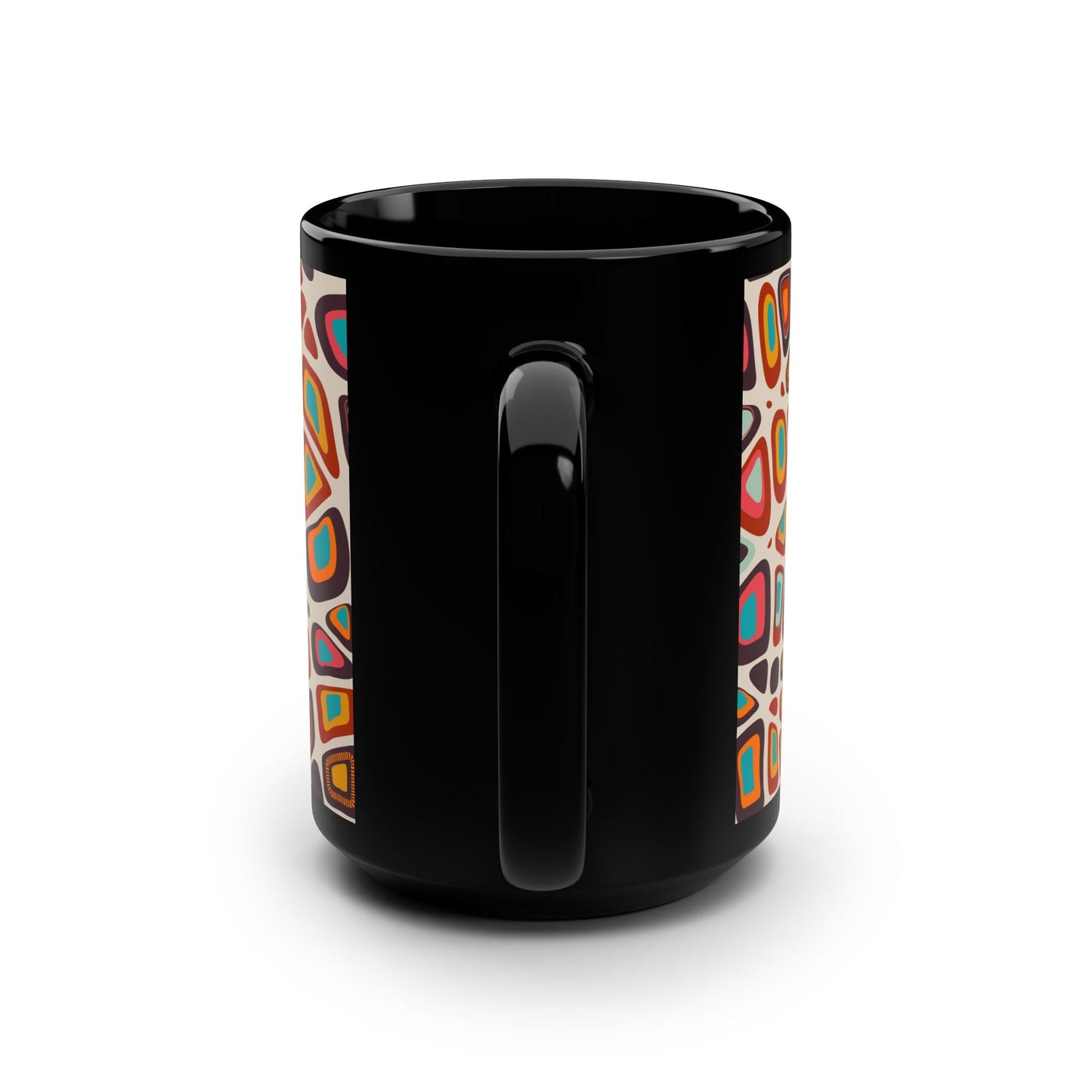 Colorful Geometric Coffee Mug - 15oz Black Ceramic - Kia Day Design