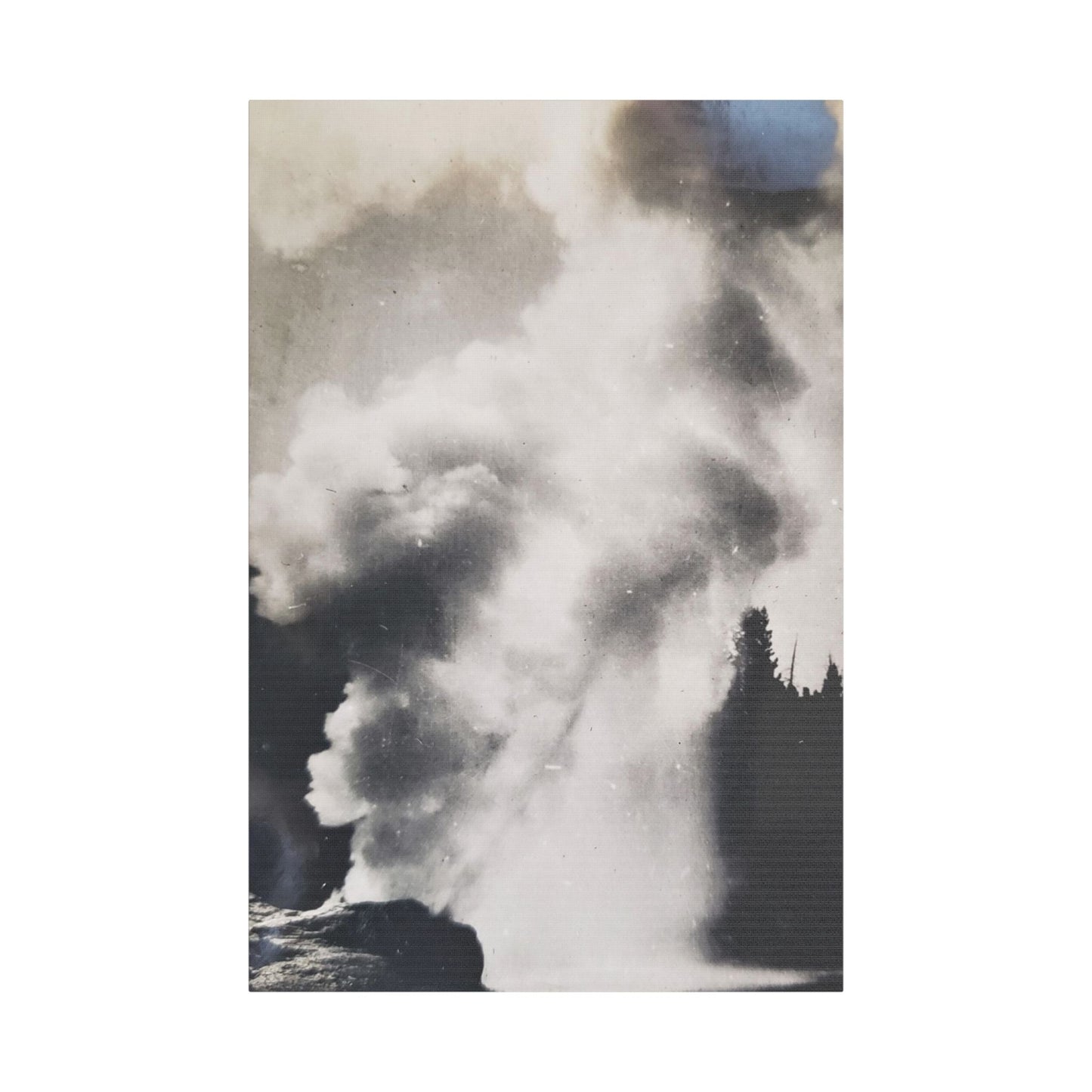 Riverside Geyser Yellowstone Satin Canvas Stretched