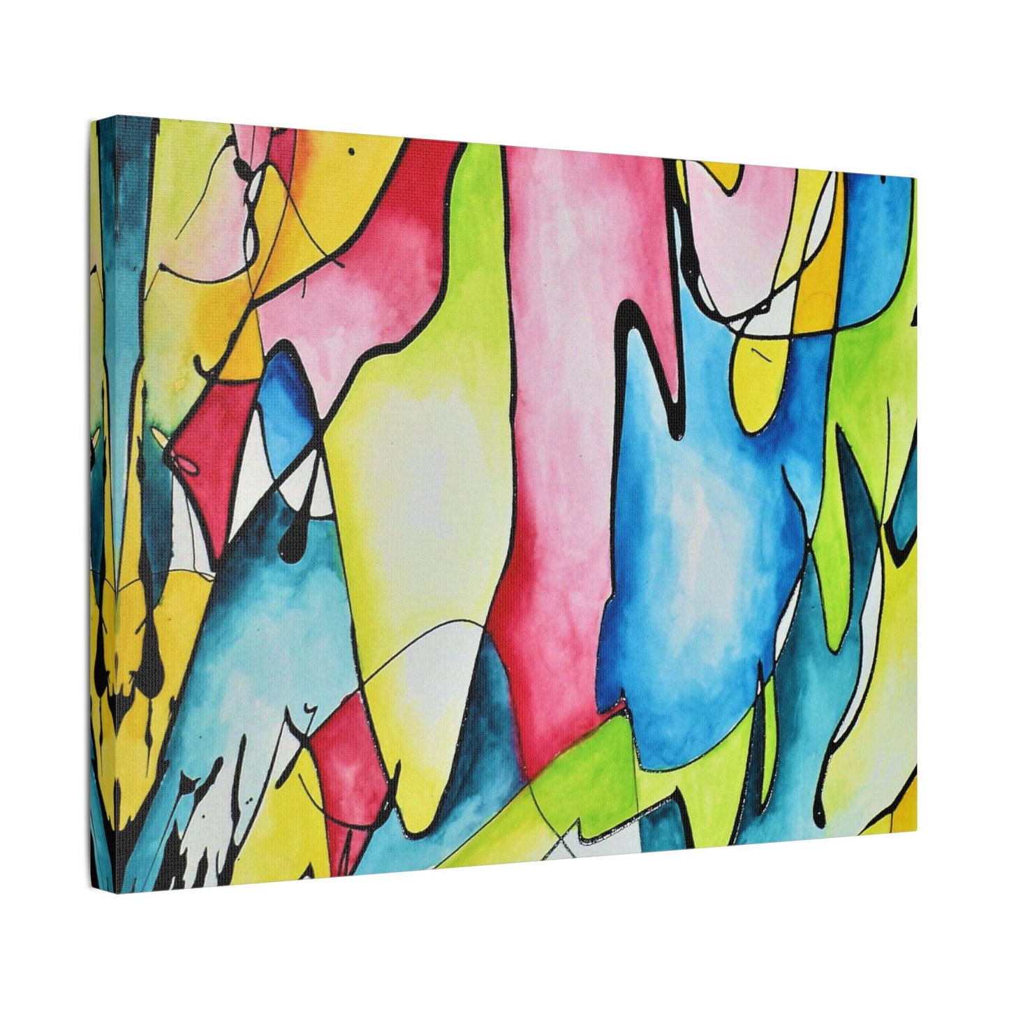 Blue Flame Satin Canvas Stretched
