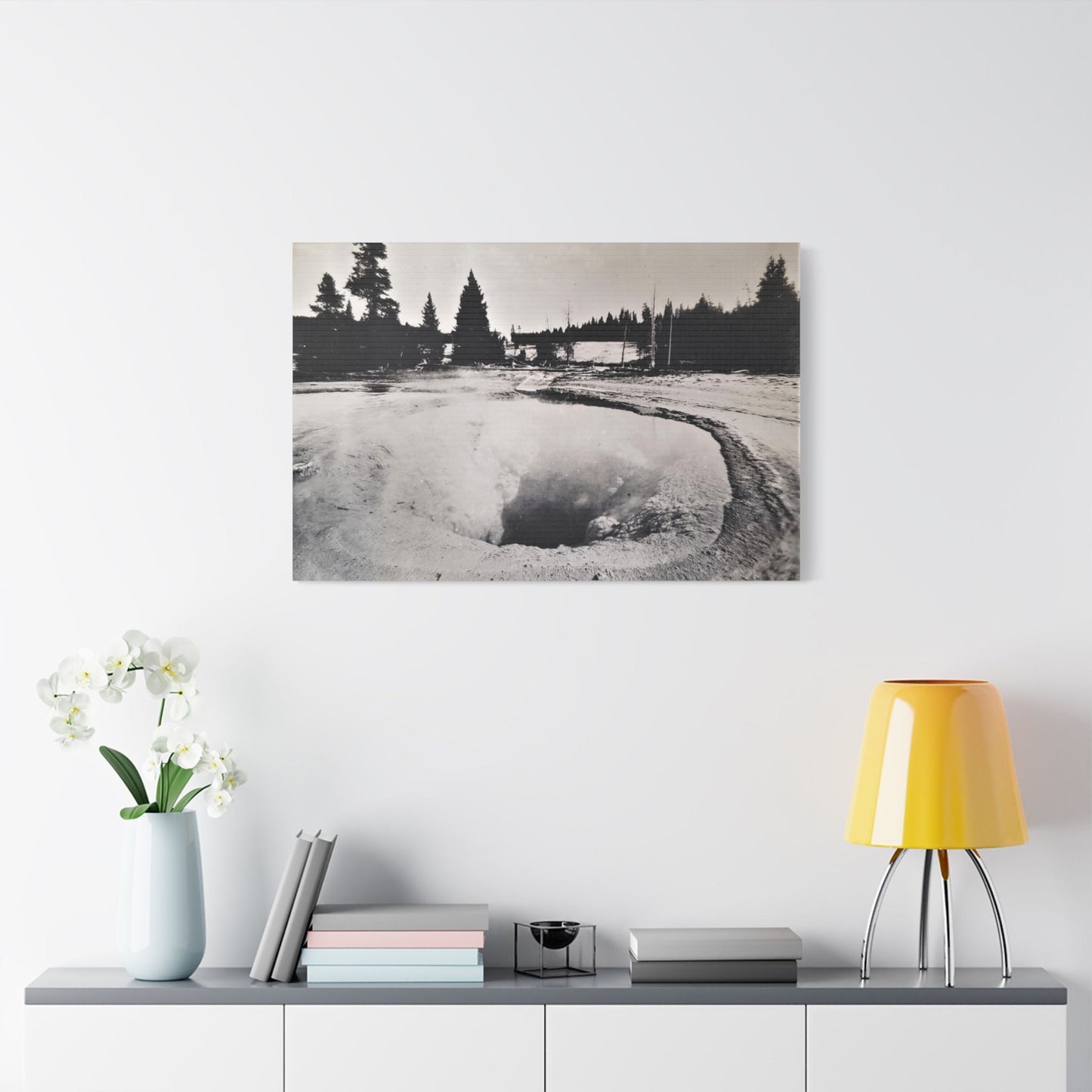 Morning Glory Pool Yellowstone Satin Canvas Stretched 36″ x 24″ (Horizontal) 1.5"