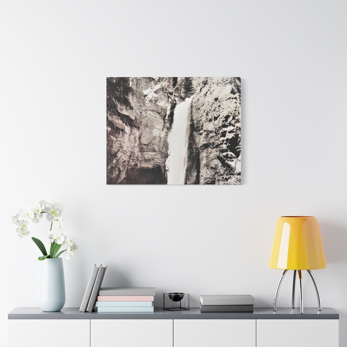 Tower Falls Yellowstone Satin Canvas Stretched 30" x 24" (Horizontal) 1.5"
