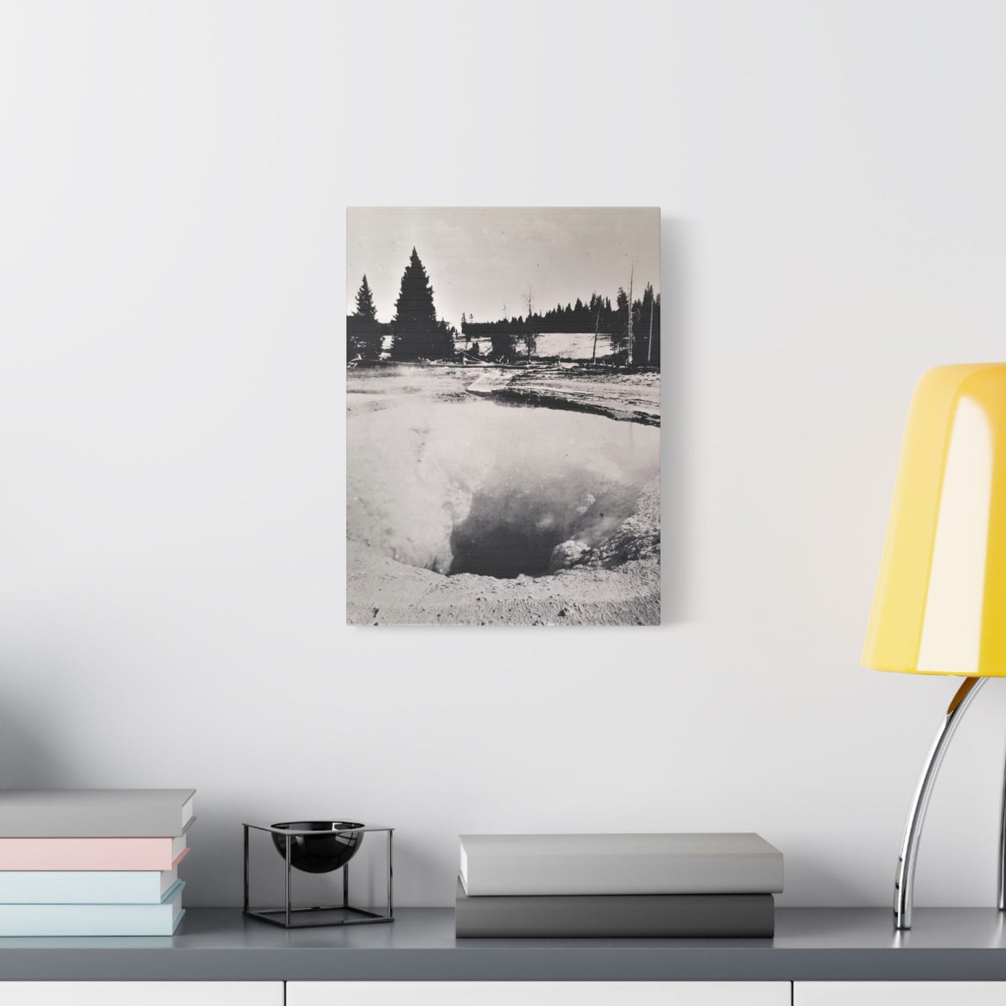 Morning Glory Pool Yellowstone Satin Canvas Stretched 12″ x 16″ (Vertical) 1.5"