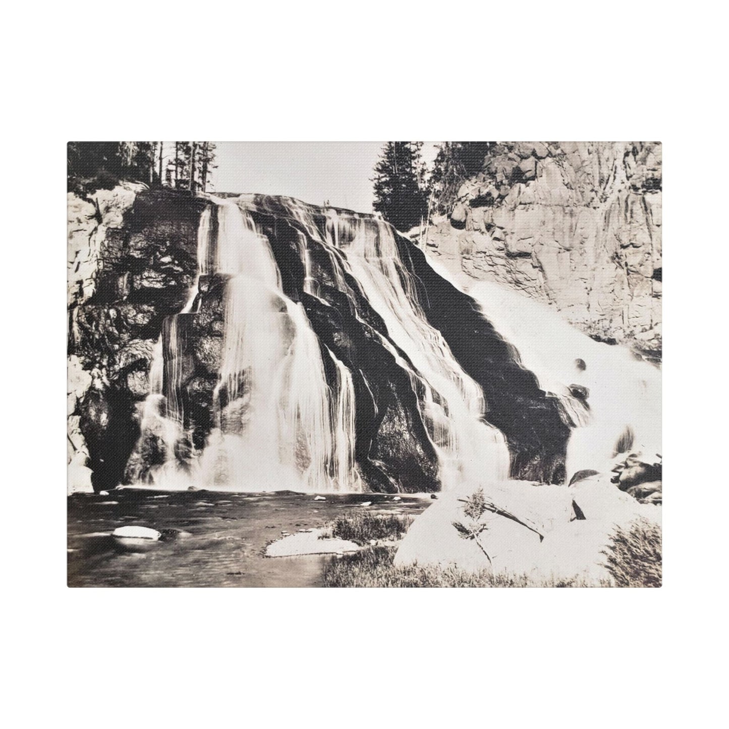 Gibbon Falls Yellowstone Satin Canvas Stretched