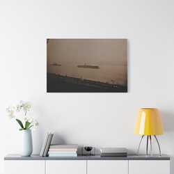 Navy Day New York October 27th 1945 War Ships Satin Canvas Stretched 36″ x 24″ (Horizontal) 1.5"
