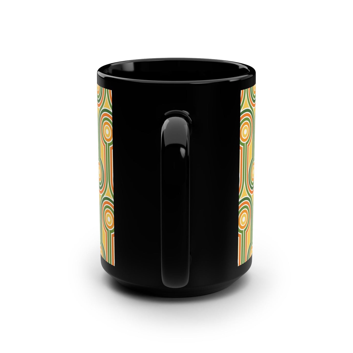 Retro Patterned 15oz Black Mug - Kia Day Design