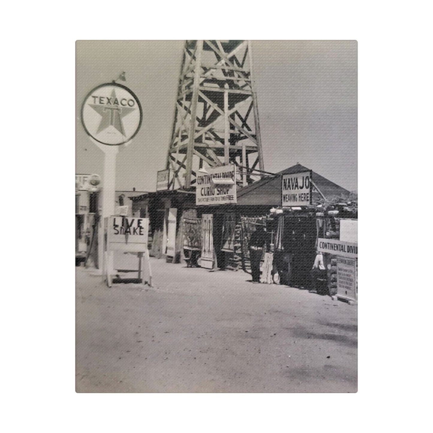 Texaco Station Continental Divide Satin Canvas Stretched