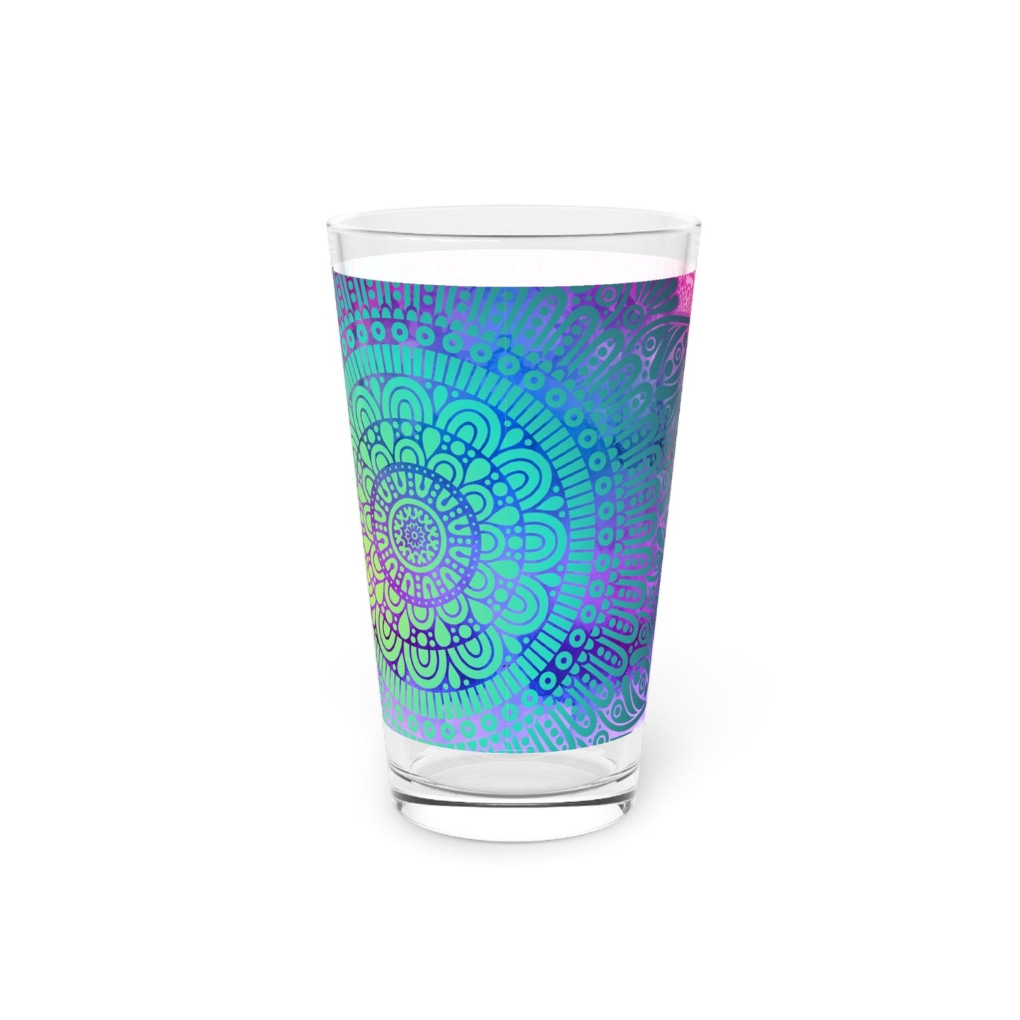 Colorful Mandala Pint Glass - 16oz - Kia Day Design