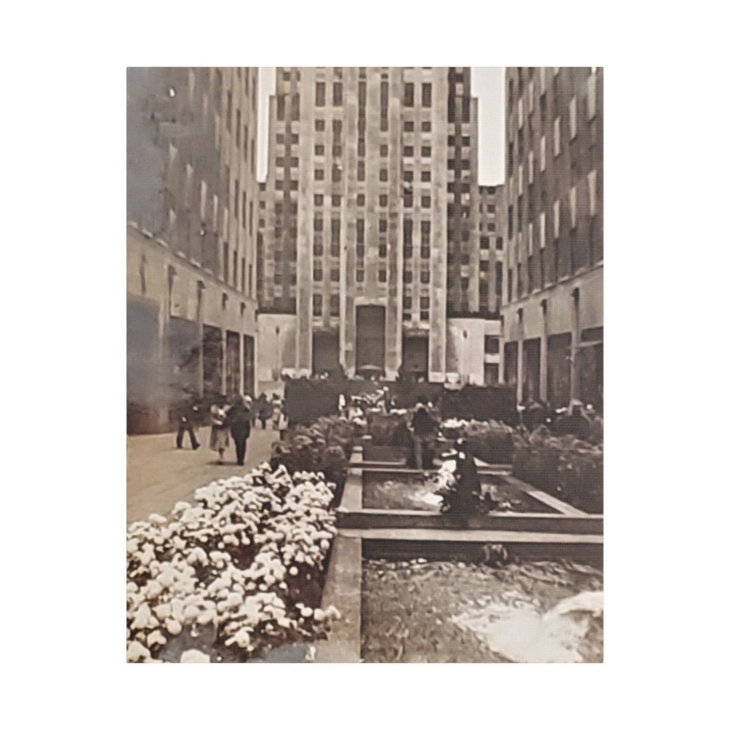 Rockefeller Plaza Satin Canvas Stretched 24" x 30" (Vertical) 1.5"