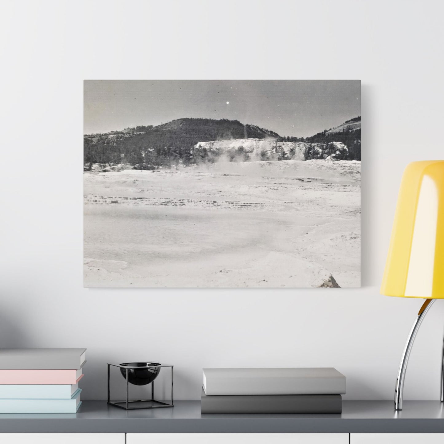 Mammoth Hot Springs Yellowstone Satin Canvas Stretched 24″ x 18″ (Horizontal) 1.5"