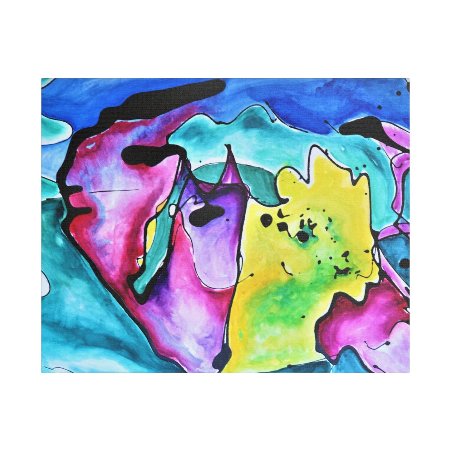 Cat Dog Satin Canvas Stretched 30" x 24" (Horizontal) 1.5"