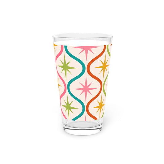Retro Starburst Pattern Pint Glass - 16oz - Kia Day Design