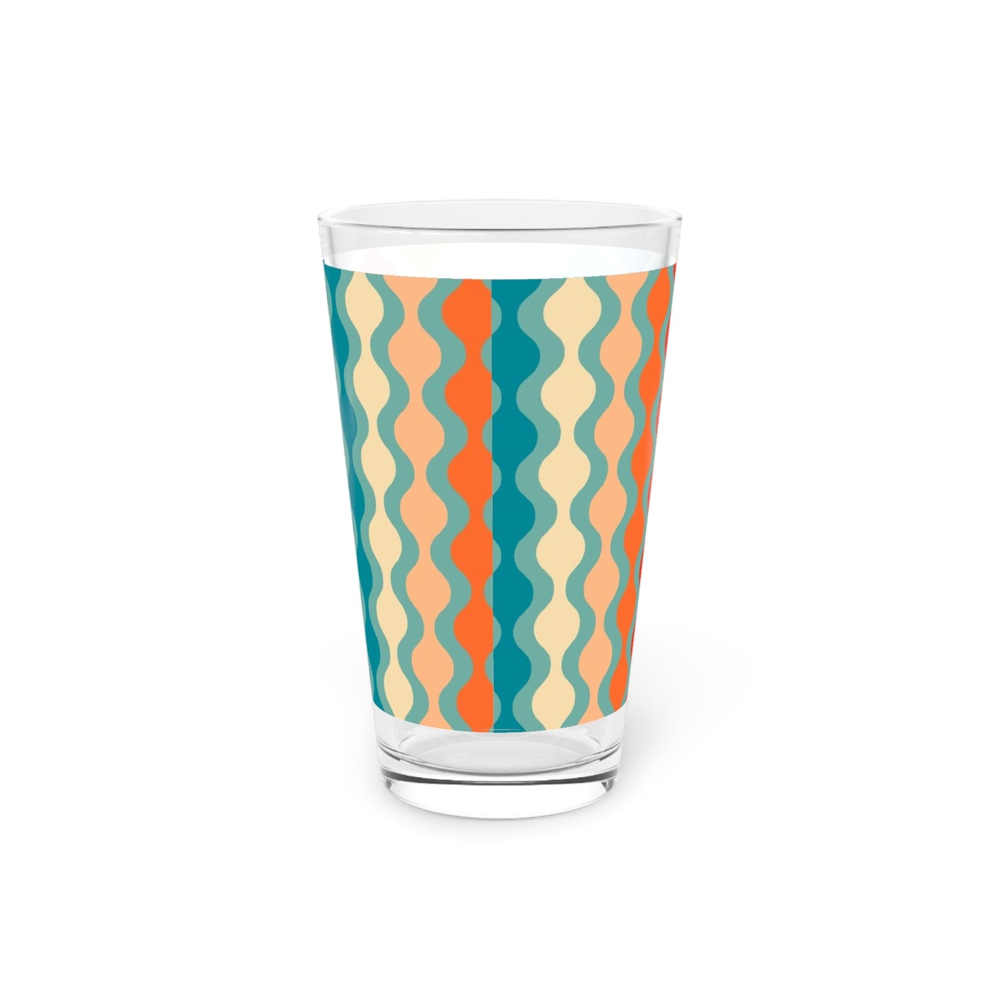 Retro Wave Pattern Pint Glass - 16oz - - drinkware