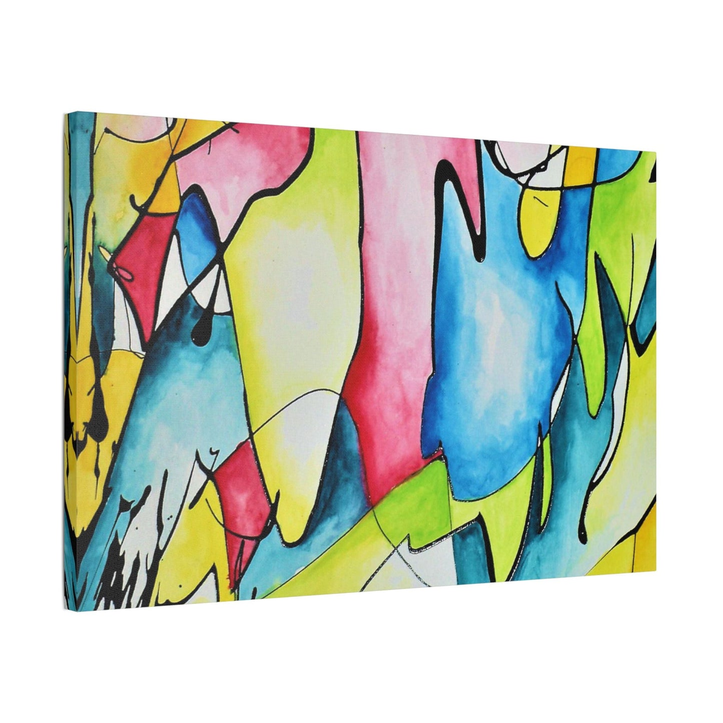 Blue Flame Satin Canvas Stretched