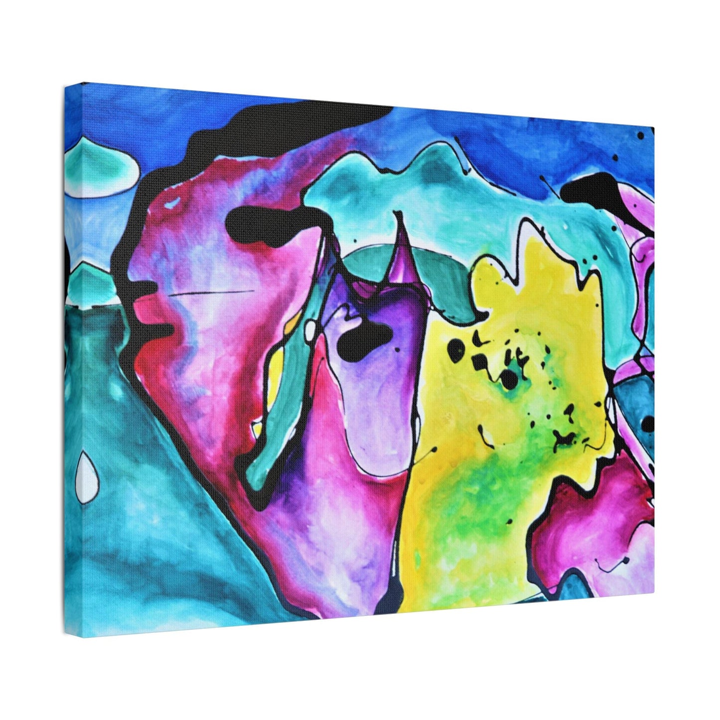 Cat Dog Satin Canvas Stretched