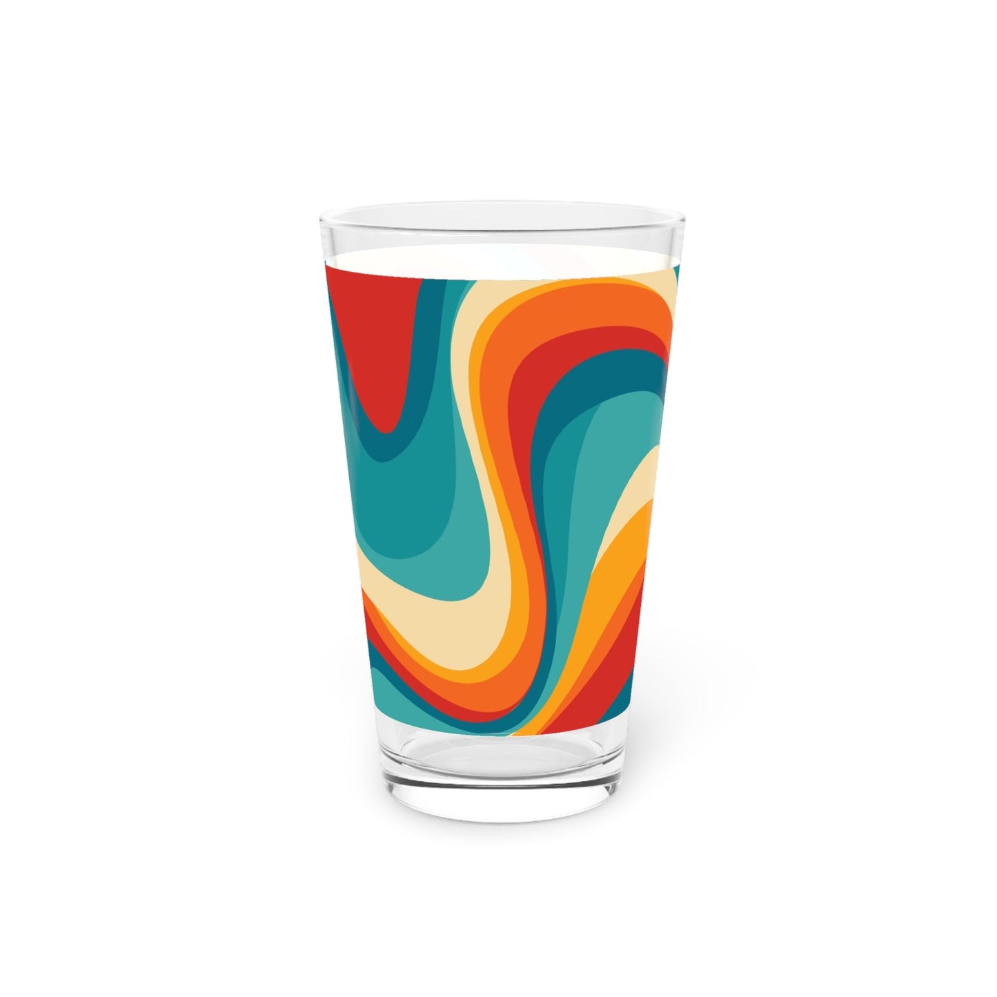 Colorful Retro Swirl 16oz Pint Glass - Kia Day Design