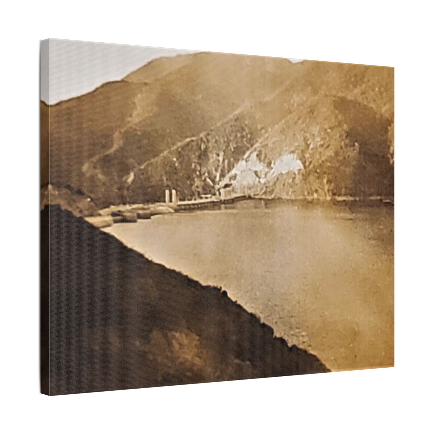 Morris Dam Lake Satin Canvas Stretched