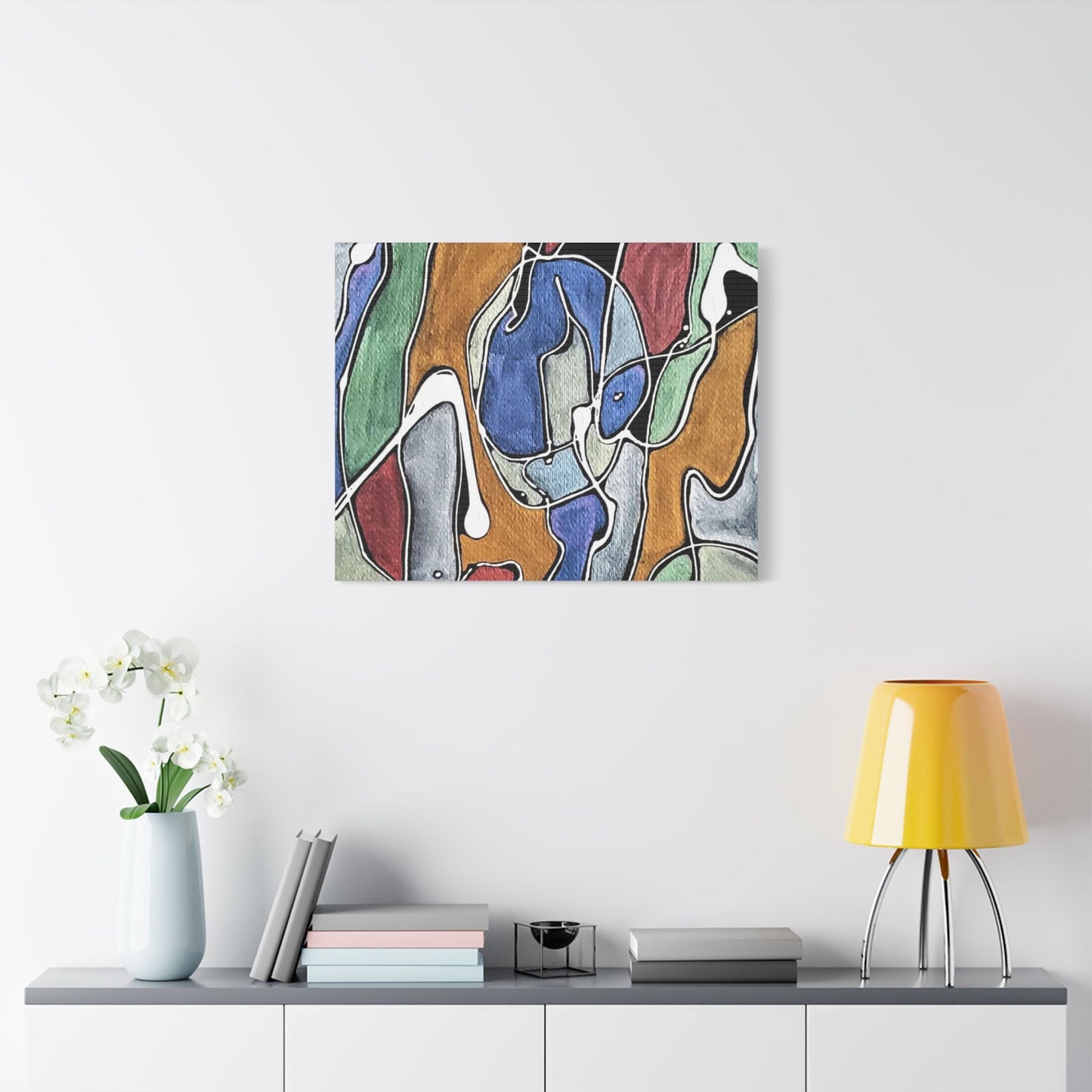 Blue Girl Satin Canvas Stretched