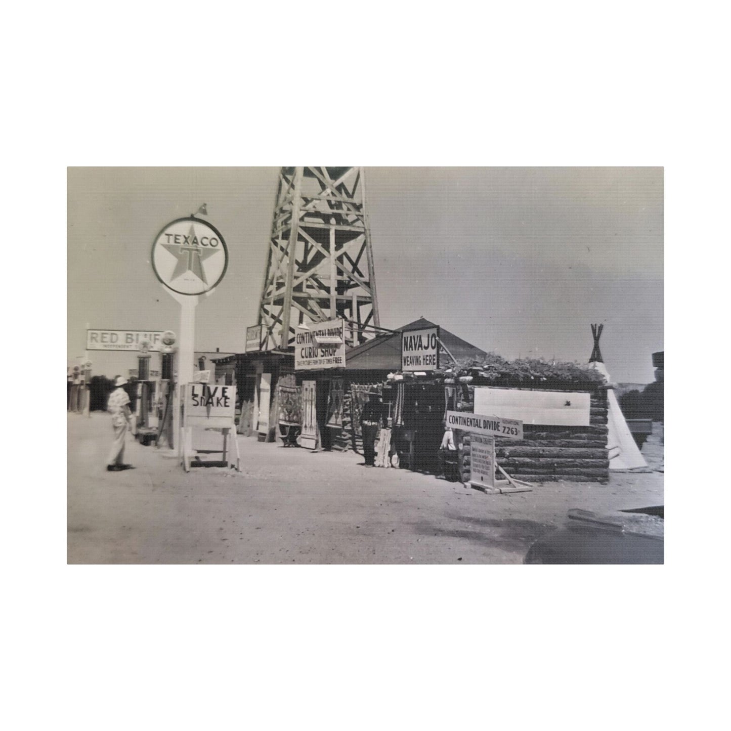 Texaco Station Continental Divide Satin Canvas Stretched