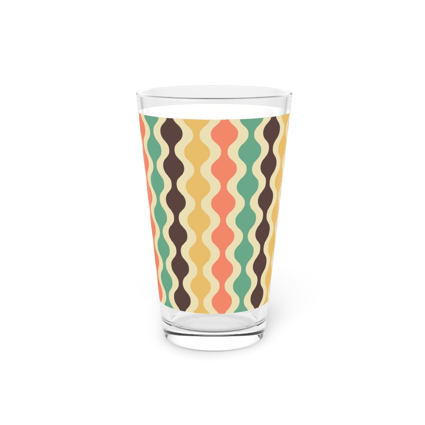 Retro Wavy Pattern Pint Glass - 16oz - Kia Day Design