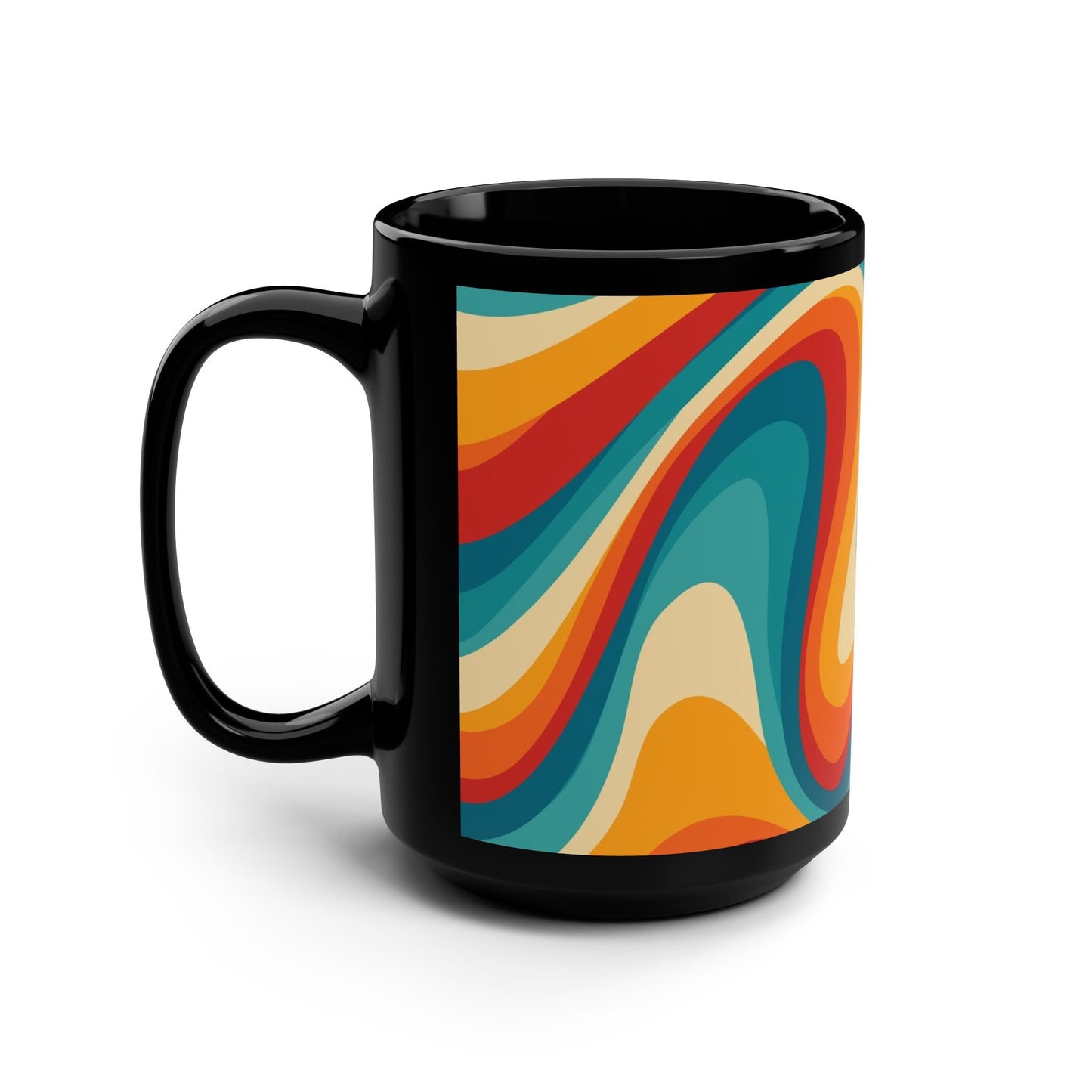Colorful Retro Swirl Design 15oz Black Mug - Kia Day Design