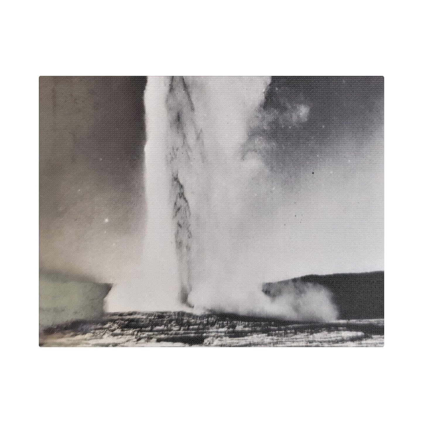 Old Faithful Geyser Yellowstone Satin Canvas Stretched