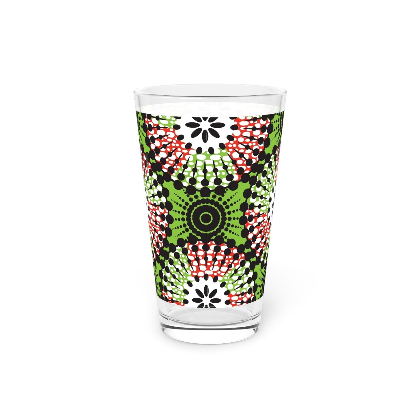 Green Colorful Mandala Pint Glass 16oz - Kia Day Design