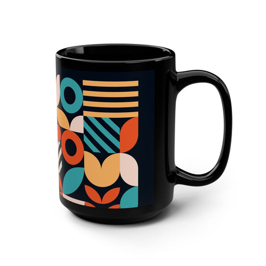 Colorful Geometric Pattern Black Mug - 15oz - Kia Day Design