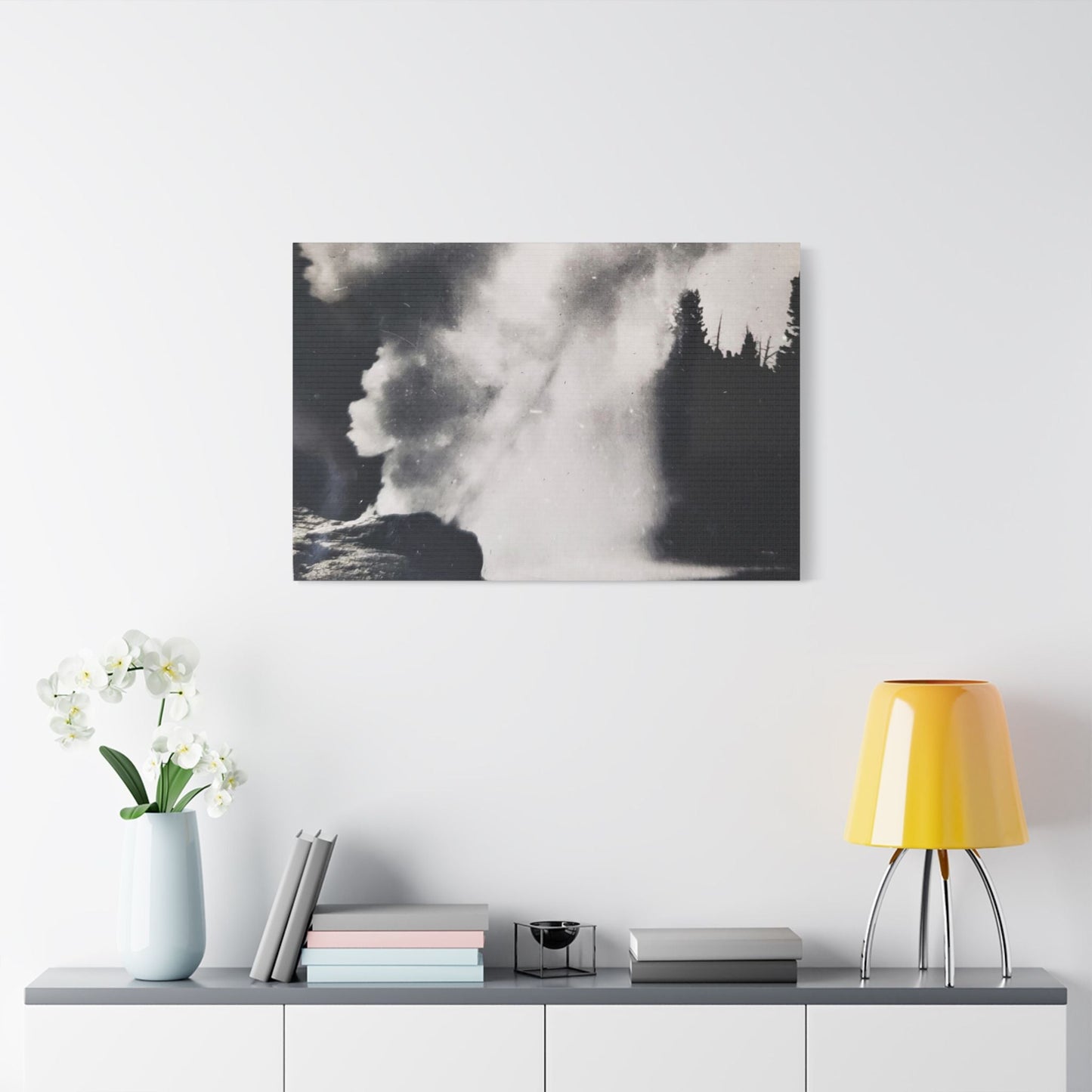 Riverside Geyser Yellowstone Satin Canvas Stretched 36″ x 24″ (Horizontal) 1.5"