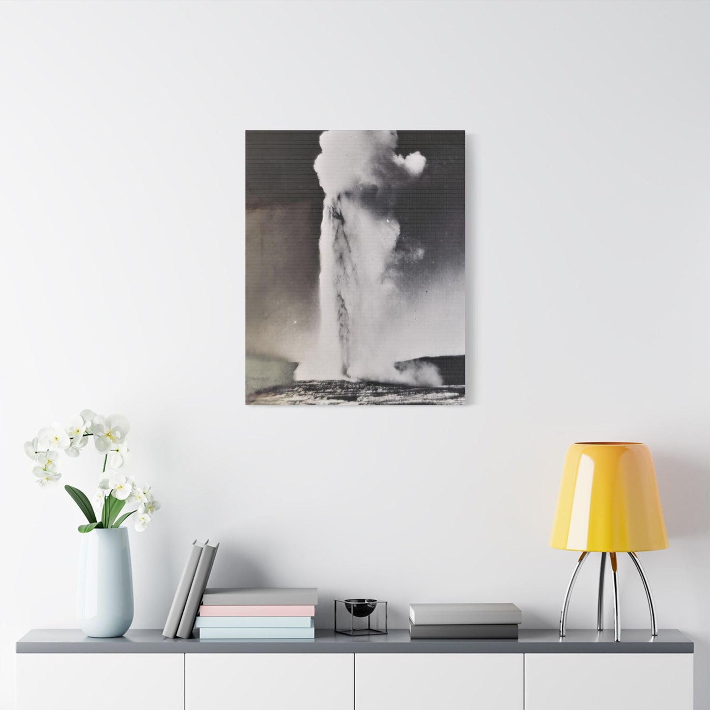 Old Faithful Geyser Yellowstone Satin Canvas Stretched 24" x 30" (Vertical) 1.5"