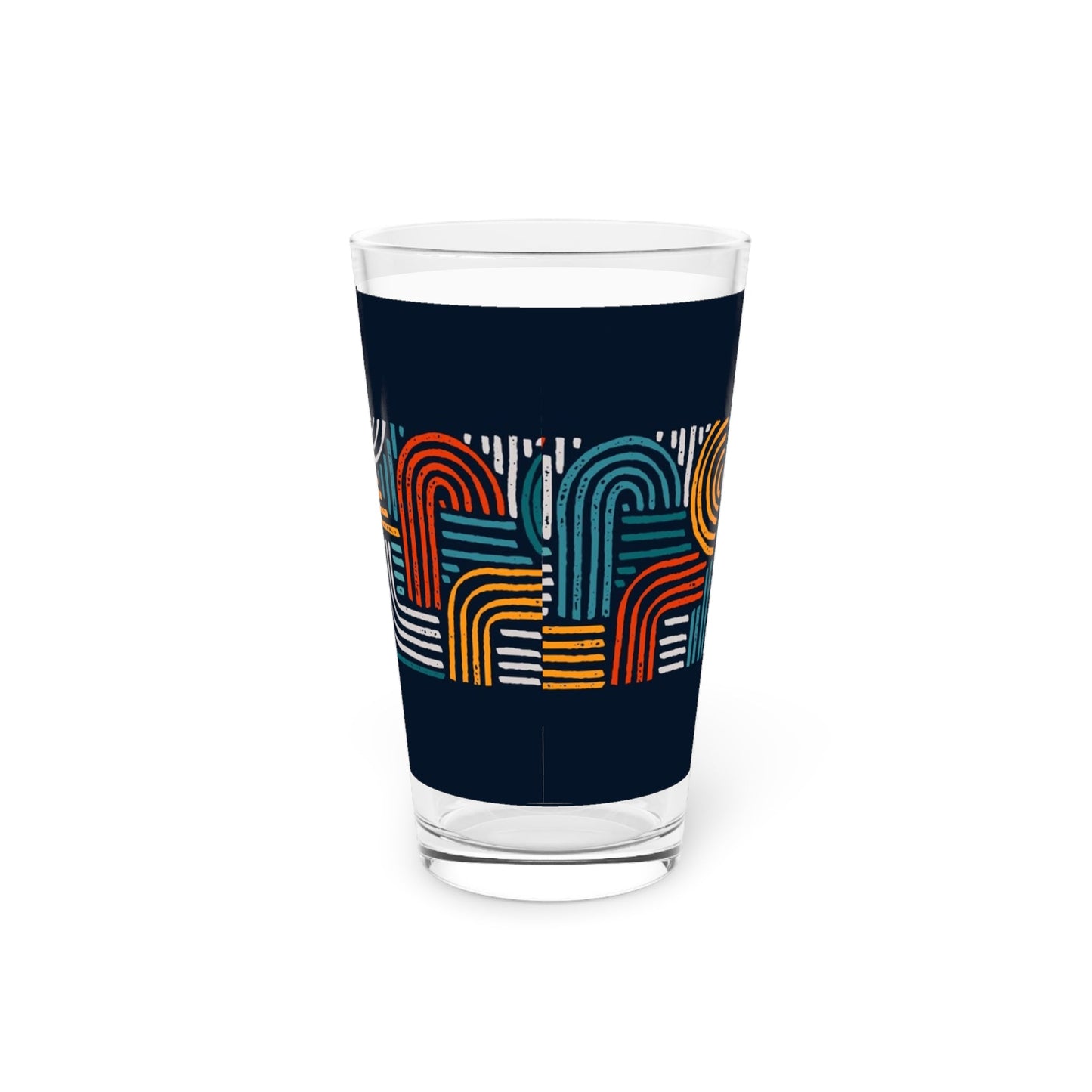 Colorful Retro Geometric Pint Glass - 16oz - Kia Day Design