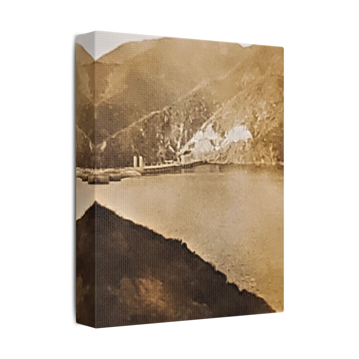 Morris Dam Lake Satin Canvas Stretched