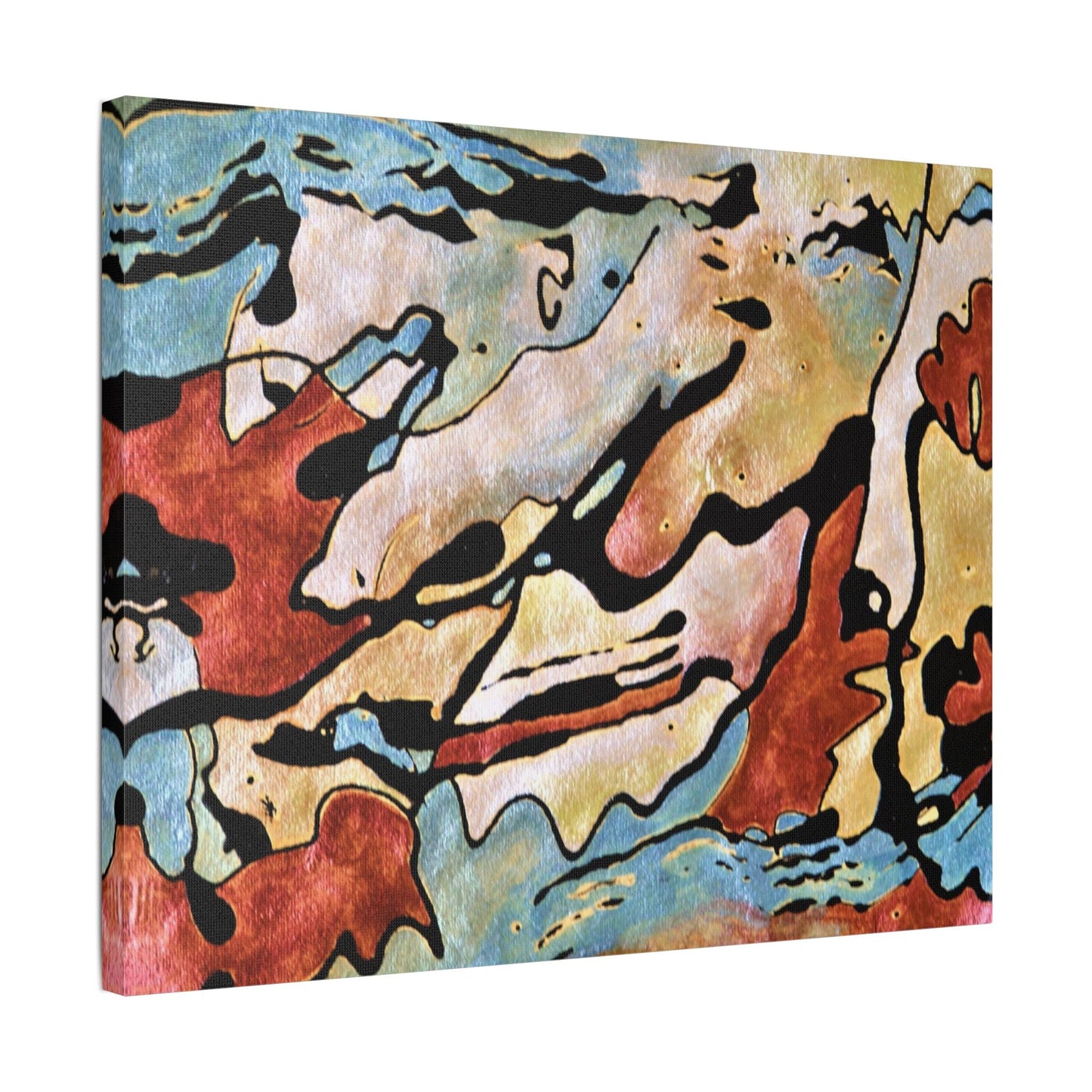 Blue Falls Satin Canvas Stretched