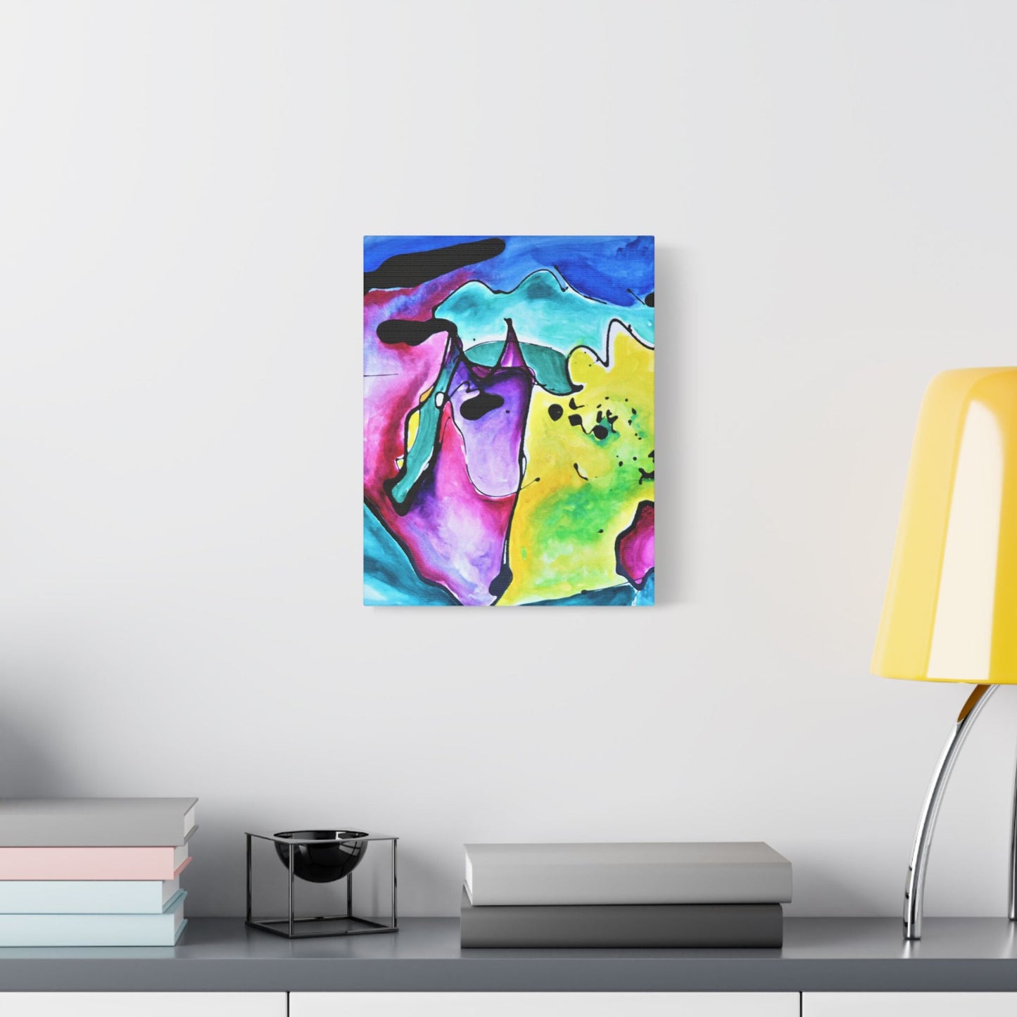 Cat Dog Satin Canvas Stretched