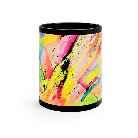 Neon Fire Black Coffee Mug 11oz - Kia Day Design