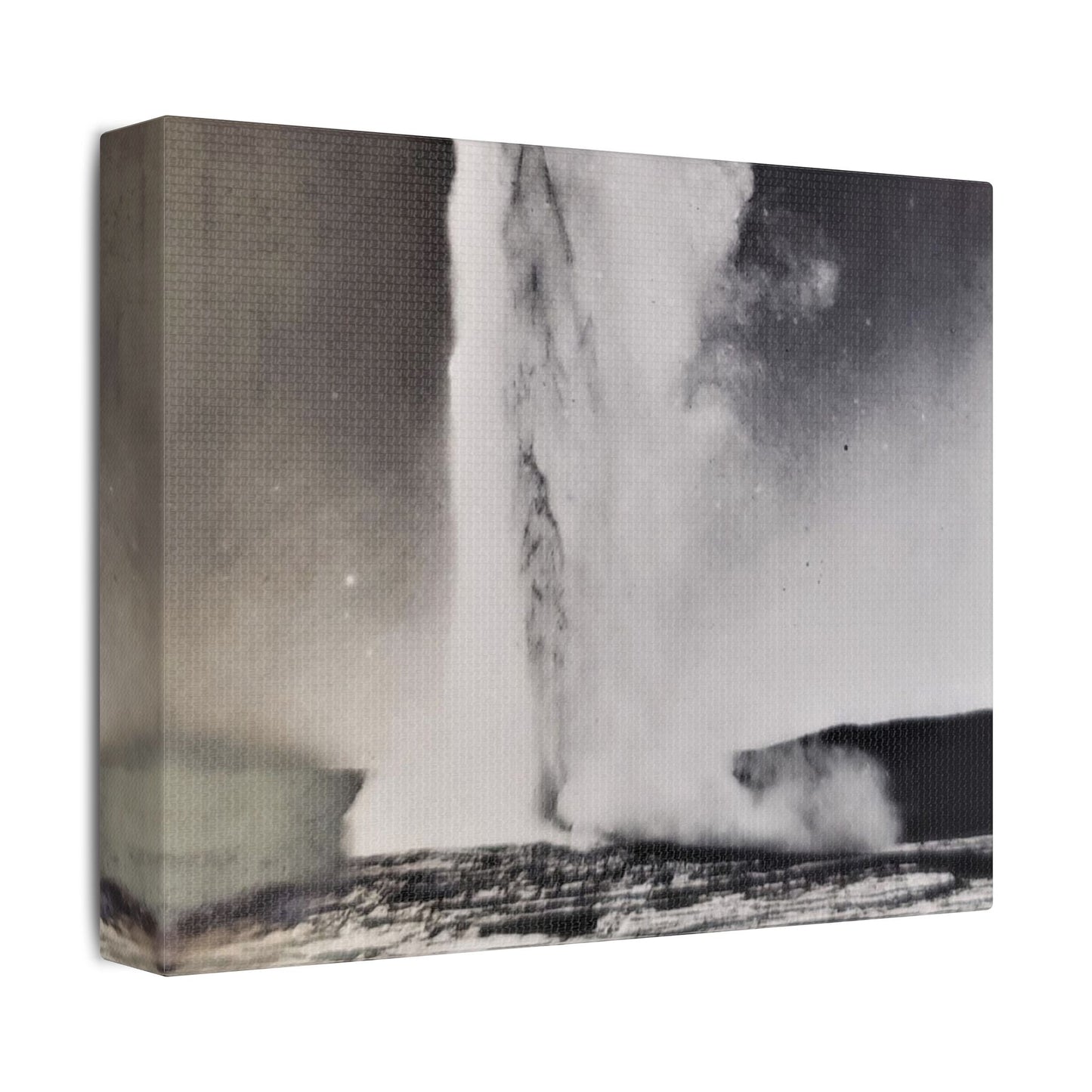 Old Faithful Geyser Yellowstone Satin Canvas Stretched