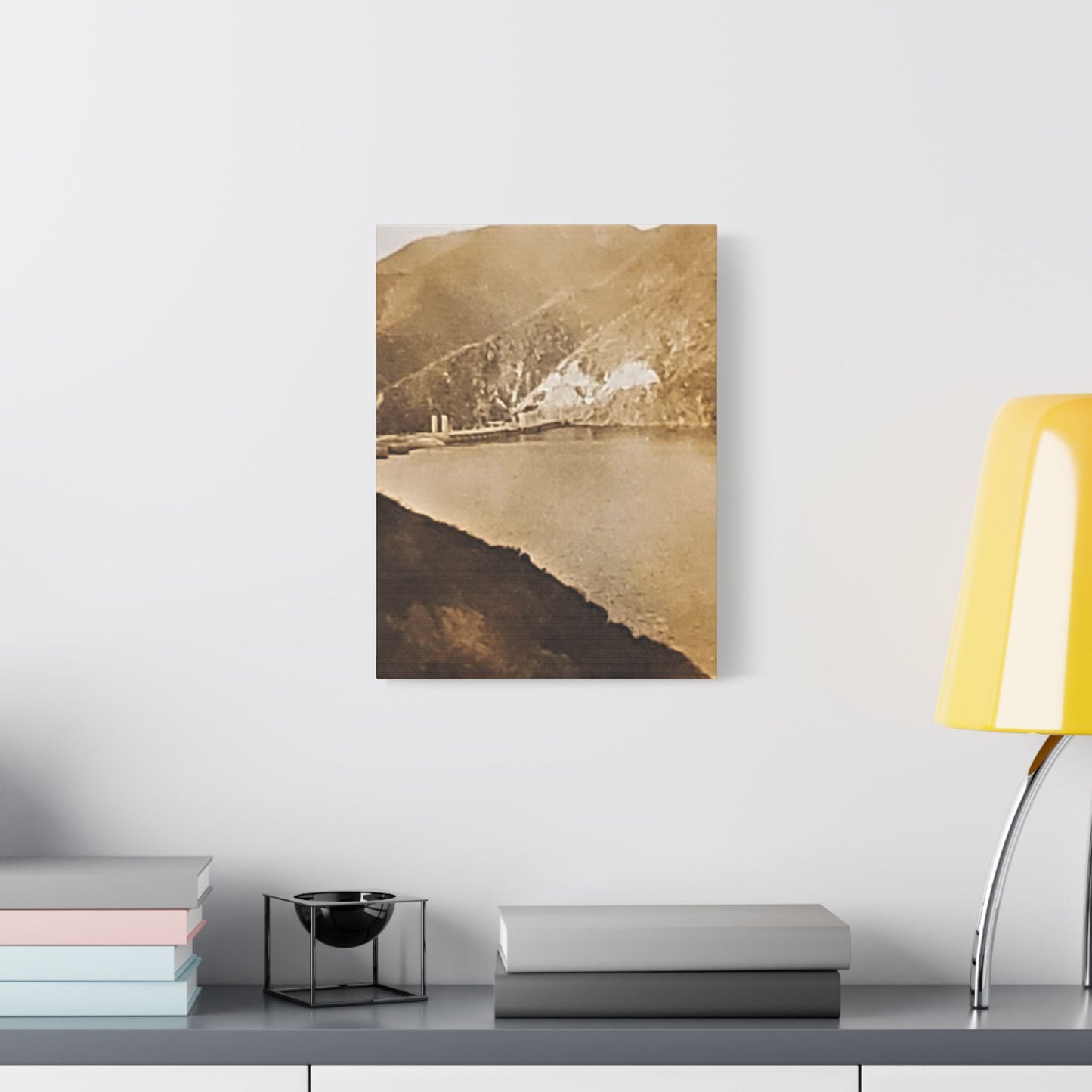 Morris Dam Lake Satin Canvas Stretched 12″ x 16″ (Vertical) 1.5"