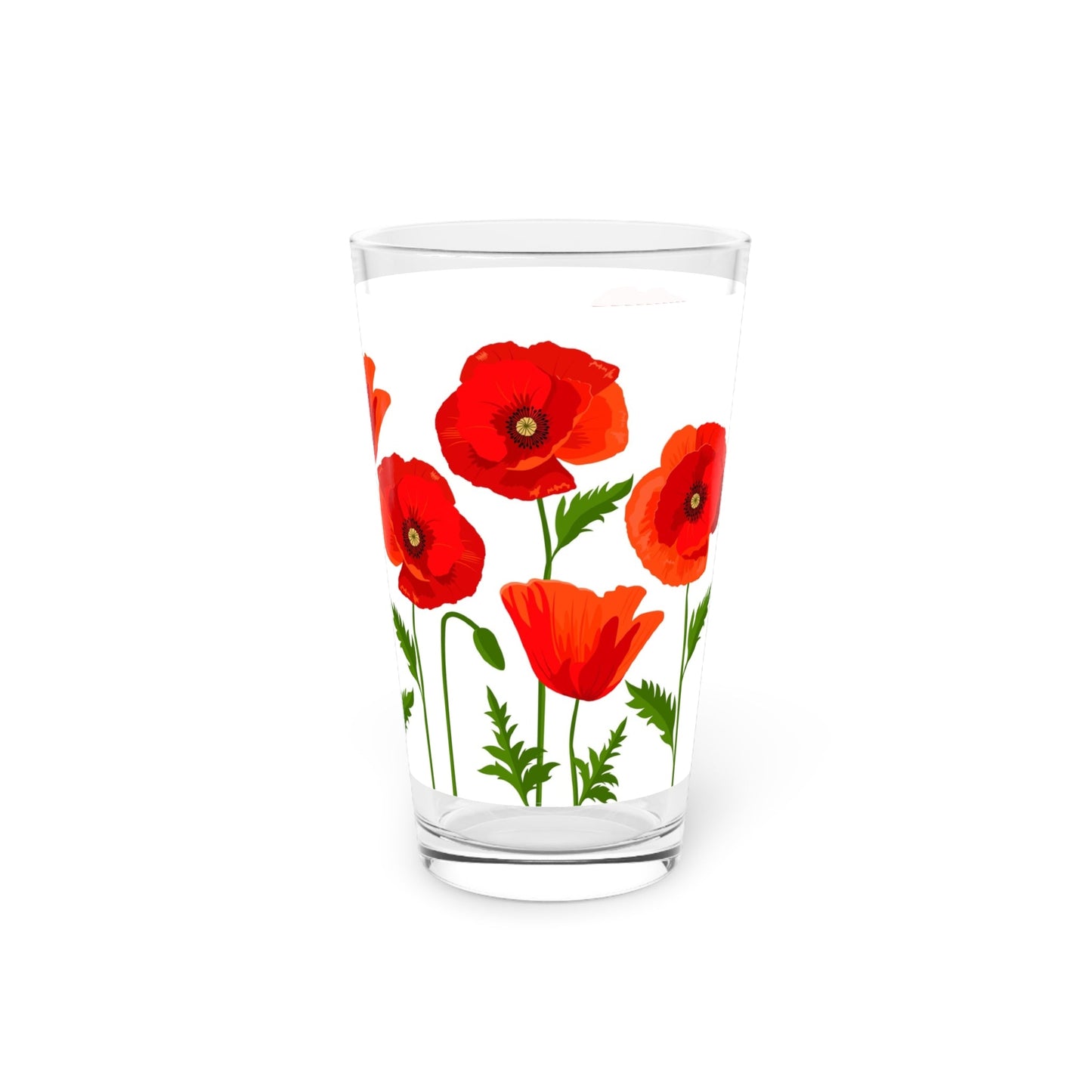 Red Poppy Pint Glass - 16oz - Kia Day Design
