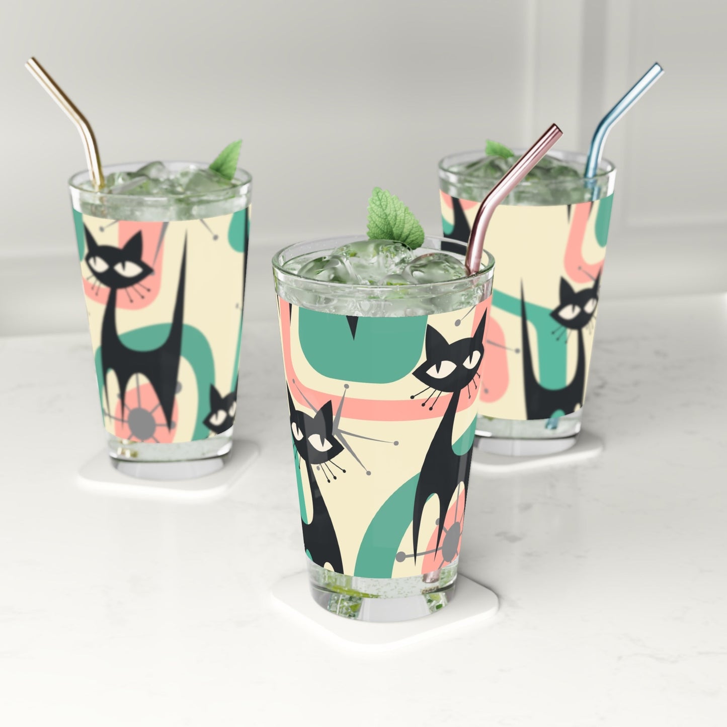 Whimsical Cat Pint Glass – 16oz - Kia Day Design