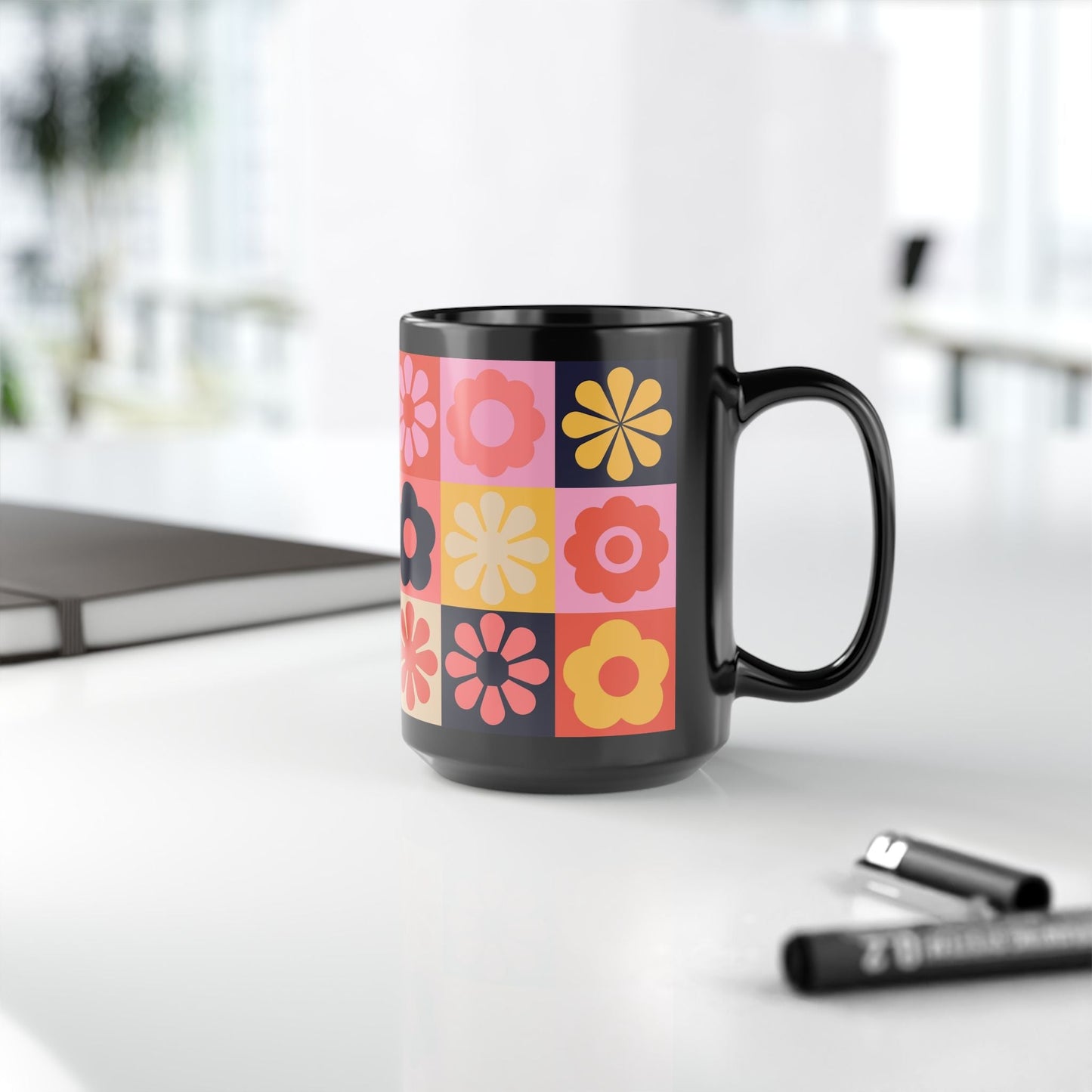 Colorful Floral Pattern Mug – 15oz - Kia Day Design