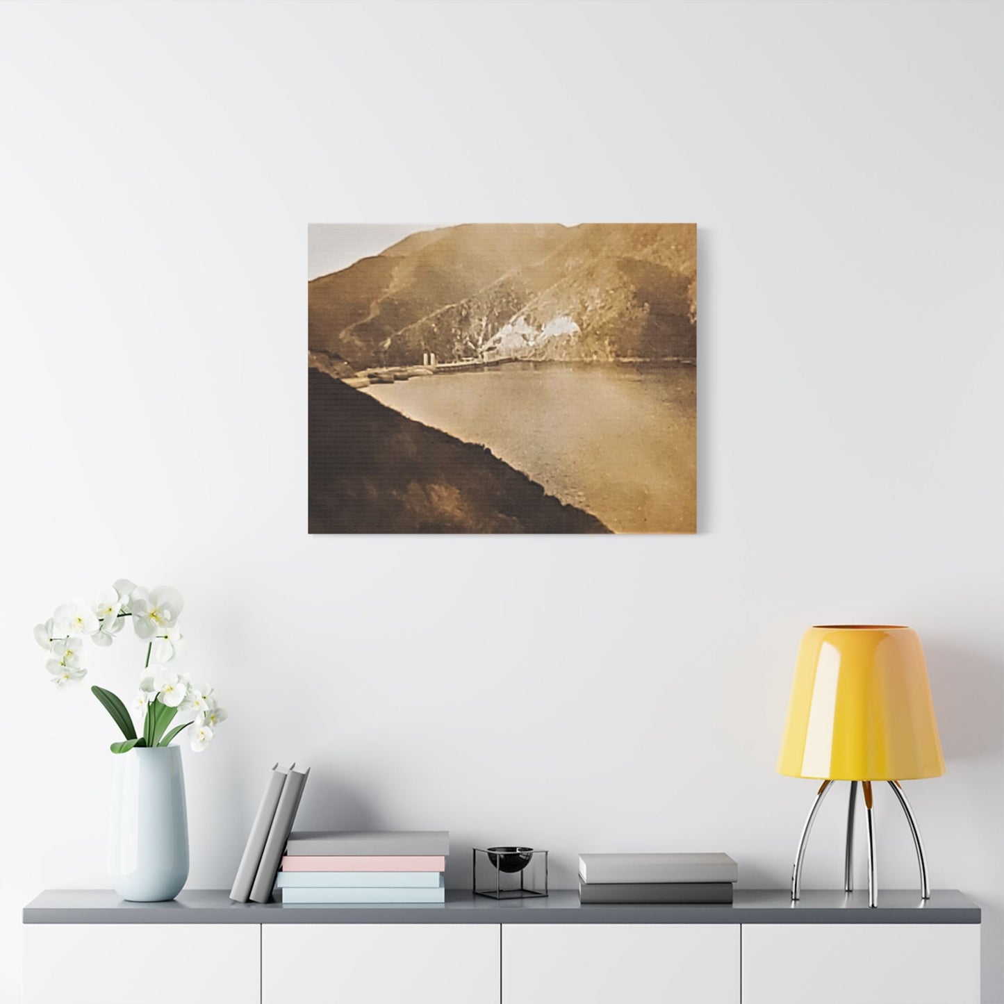 Morris Dam Lake Satin Canvas Stretched 30" x 24" (Horizontal) 1.5"